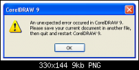 Click image for larger version. 

Name:	CPH - CorelDraw9 Error.png 
Views:	155 
Size:	9.4 KB 
ID:	65493